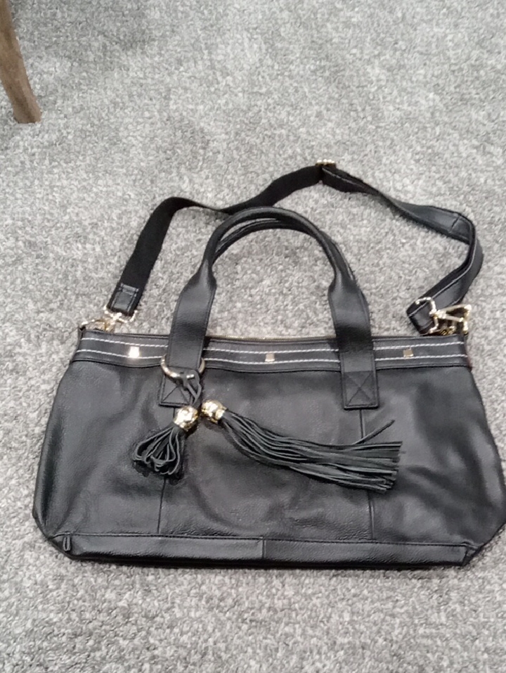 Cuore & Pelle Black Amelia Bag W 2 Handles & Removable Shoulder Strap Nwot